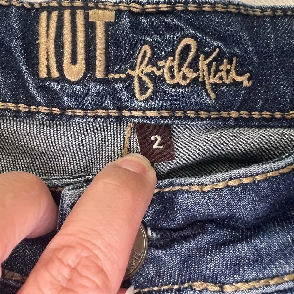 Kut from the Kloth Denim Stretch Distressed Long Bermuda Shorts Size 2